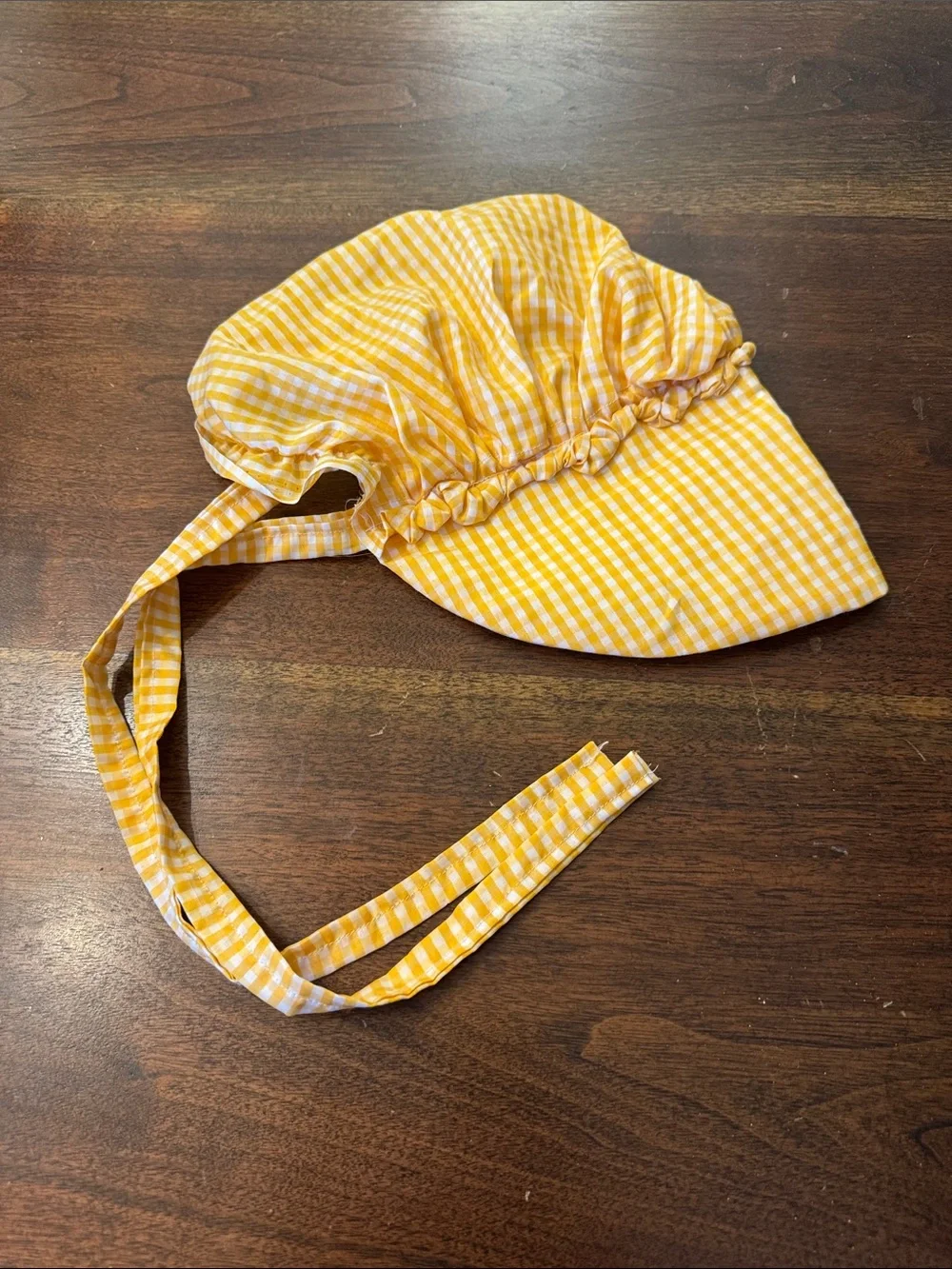 Vintage Yellow Gingham Sun Bonnet for Kids